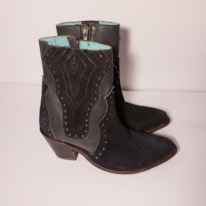 Corral Black Suede & Leather Studded Booties
